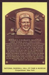 Mickey Charles Mantle Baseball Hall Fame Post Card 3213