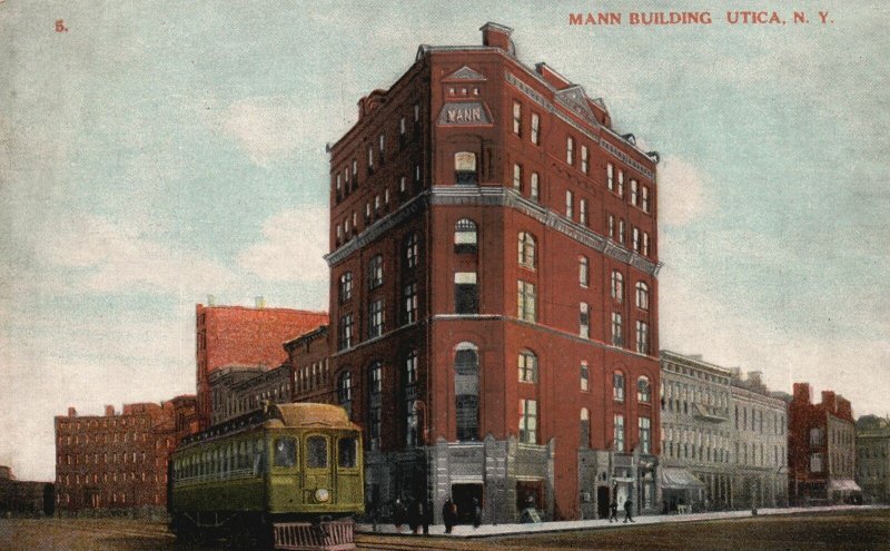 Vintage Postcard 1910's Mann Building Utica New York County Seat of Oneida NY
