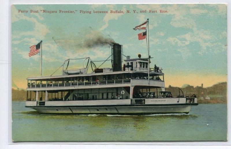 Ferry Boat Steamer Niagara Frontier Buffalo New York Fort Erie 1910c postcard