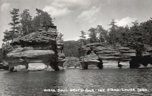 Vintage Postcard Sugar Bowl Grotto Rock Ink Stand Lower Dells Wisconsin RPPC
