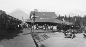 Canada - Alberta, Banff. Railway Station in 1920