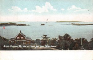 SOUTH FREEPORT MAINE CASCO BAY FROM CASTLE PIAZZA POSTCARD (c. 1905)