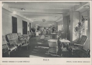 Postcard Ship Rex Grande Veranda Di Classe Speciale Italian Line