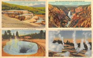 WY, Wyoming  YELLOWSTONE NATIONAL PARK  Four Scenic Views c1940's *4* Postcards