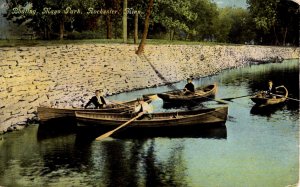 Rochester, Minnesota - Men boating at Mayo Park - in 1910