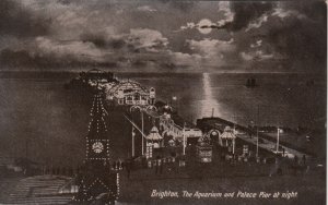 BRIGHTON , England , 1900-10s ; Aquarium & Palace Pier at night