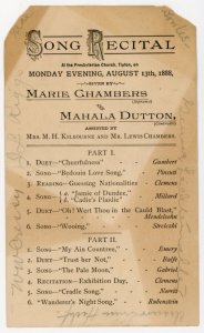 1888 Marie Chambers Mahala Dutton Song Recital Program #KT
