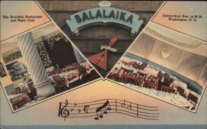 Washington DC Night Club & Restaurant BALALAIKA Nice Linen Postcard