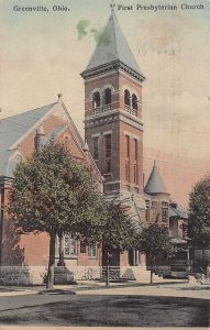 J84/ Greenville Ohio Postcard c1910 First Presbyterian Church  52