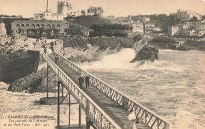 Biarritz Pyrénées France~Vue générale de l'Atalaye et du Port Vieux Postcard