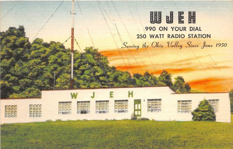 D47/ Gallipolis Ohio Postcard c1950s WJEH Radio Station 990AM Office Tower