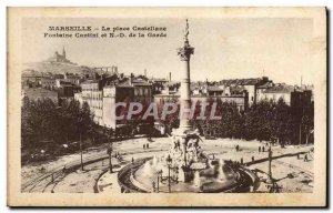 Old Postcard Marseille Place Castellane Fontaine Cantini and ND Guard