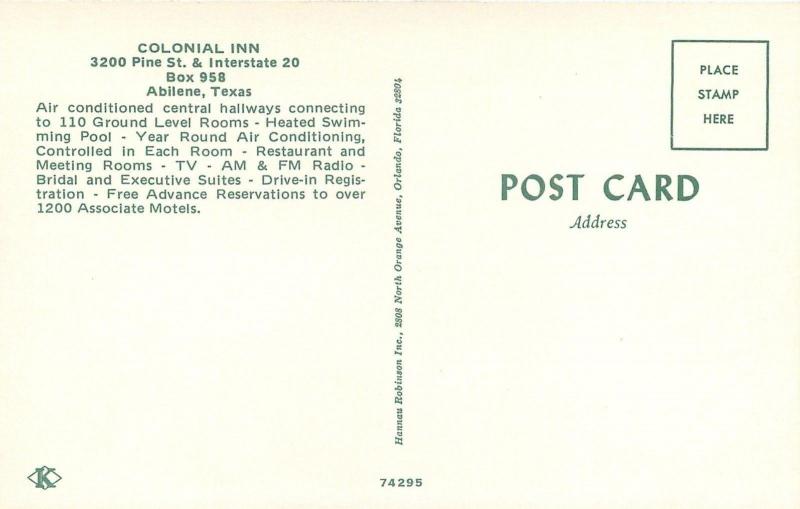 Abilene Texas~Colonial Inn~Homes Behind~Cafe Interior~Cigar Box Counter~1960s