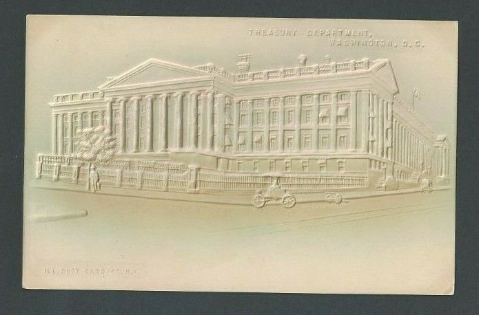 1904 Post Card Washington DC Treasury Dept Pale Pink Embossed