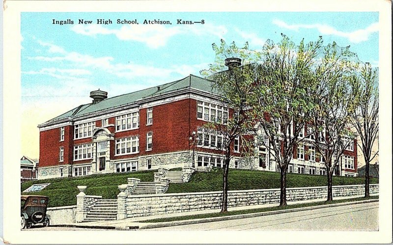 Ingalls New High School Atchison Kans. KS Vintage Postcard Standard View Card