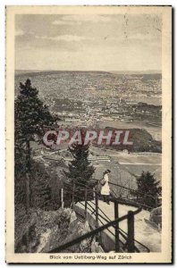 Old Postcard Blick Vom Weg Auf Zurich Uetliberg