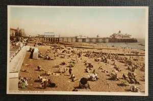Mint Vintage Picture Postcard Eastbourne Beach and Pier United Kingdom