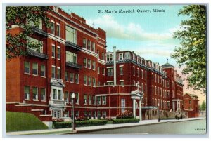 Quincy Illinois IL Postcard St. Mary's Hospital Building c1930's Vintage