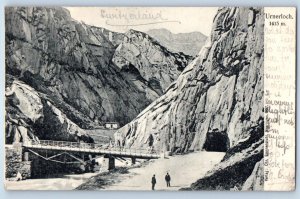 Switerland Postcard Urnerloch Bridge Rocky Mountain 1907 Antique Posted