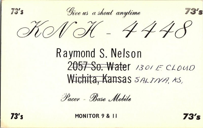 QSL Radio Card From Salina Kansas KNH - 4448 