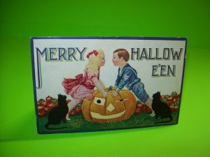 Vintage Halloween Postcard International Art 1908 Two Black Cats Portland Maine