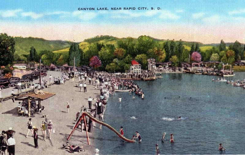 VTG 1930s Canyon Lake Near Rapid City South Dakota SD Linen Postcard