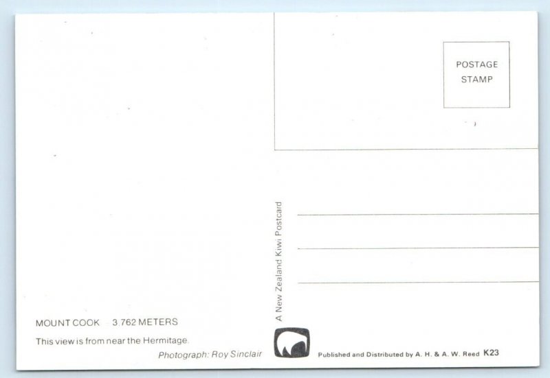 Mount Cook NEW ZEALAND 4x6 Postcard