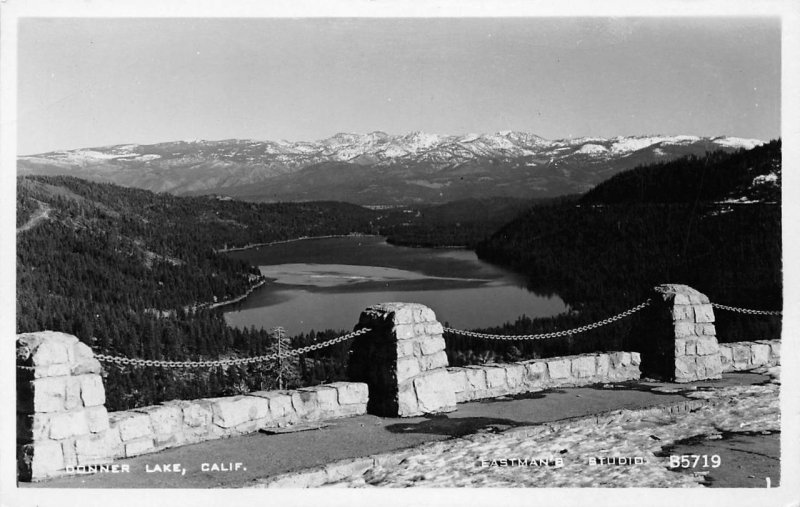RPPC DONNER LAKE, CA Vista Point Lookout ca 1950s Vintage Eastman's Postcard