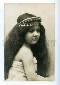 215973 Girl DANCER Gypsy LONG HAIR Vintage PHOTO card