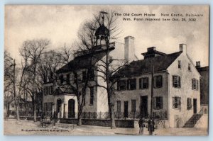 1940 New Castle Delaware DE Vintage Postcard The Old Court House Building Linen