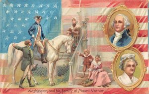 WASHINGTON ON HORSE AT MOUNT VERNON EMBOSSED TUCK'S PATRIOTIC POSTCARD 1909 127