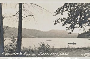Vintage Real Photo Postcard Anderson's Resort Deer Lake Washington