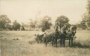Postcard RPPC C-1910 New York Rochester Farm Horse Drawn Harvester 23-12933