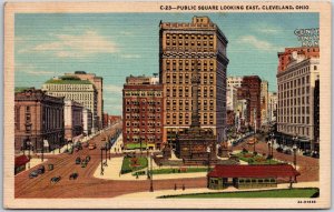 1950's Public Square Looking East Cleveland Ohio Broadway & Sts. Posted Postcard