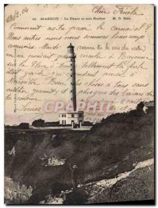 Old Postcard Lighthouse Biarritz Lighthouse and rock