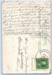 1909 Christmas Holy Angel With Flowers Holly Berries Embossed Antique Postcard