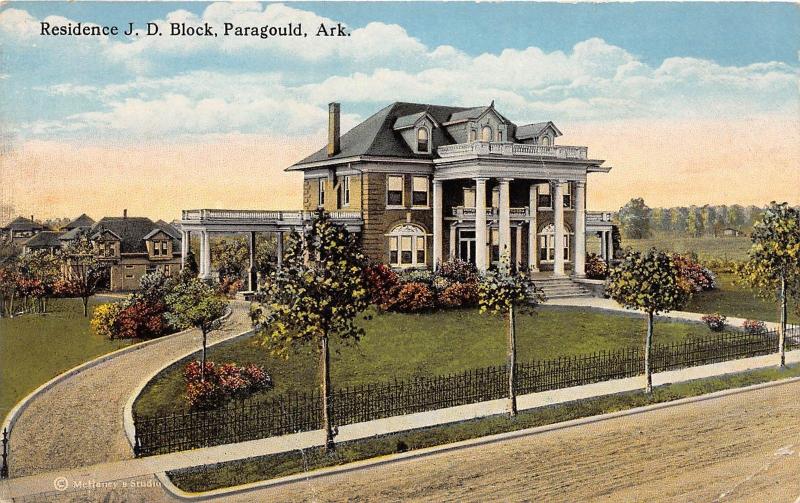 D73/ Paragould Arkansas AR Postcard c1910  Residence J.D. Block Home