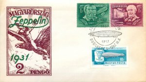 Magyarorszag Zeppelin 1931 2 Pengo Cover 1917-1967 Commemorative Cancel Hungary
