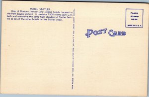 postcard Boston Massachusetts - Hotel Statler and Statler Building