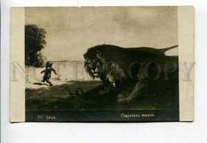 3157800 Hunt LION & Toy Lion BLACK BABY by GRETZ vintage PC