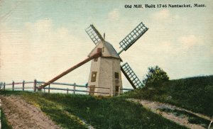 Vintage Postcard Old Mill Built 1746 Historical Landmark Nantucket Massachusetts