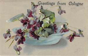 US27 postcard Germany Koln Cologne greetings flower vase Novelty Fantasy