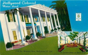 California Colorpicture roadside Hollywood Colonial Motor Hotel Postcard 21-2999