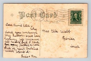 c1907 Postcard Christmas Children Praying Holly Bell Flag Cancel Embossed