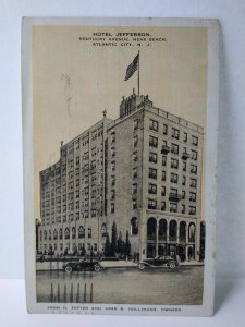 Hotel Jefferson Atlantic City Postcard Kentucky Ave New Jersey 1936 Linen Kropp