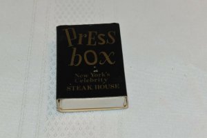Press Box New York's Celebrity Steak House Matchbox