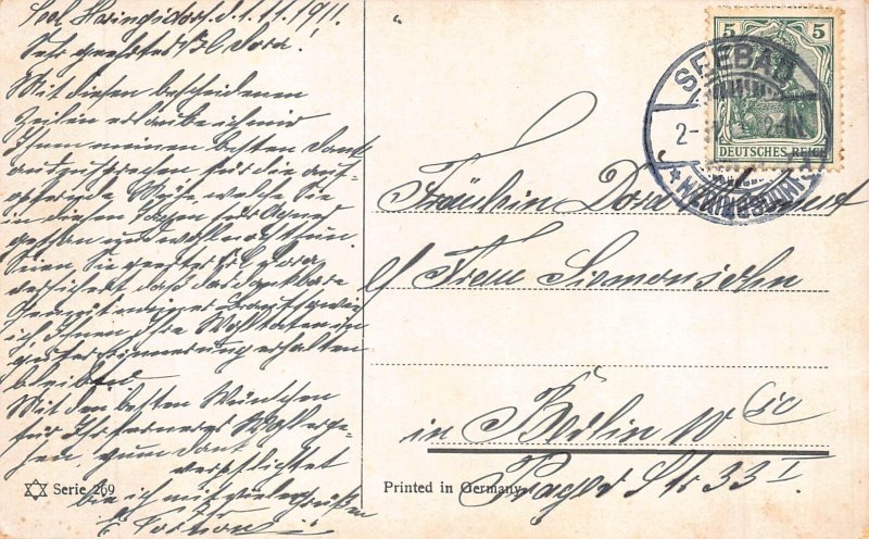 A634 Art 1911 Fishermen Preparing for Work Boats Birds Sea vintage postcard