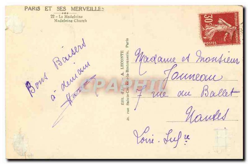 Old Postcard Paris and La Madeleine Wonders