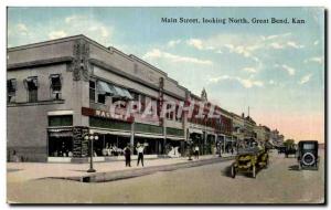 Postcard Old Main Street Looking North Great Bend Kan