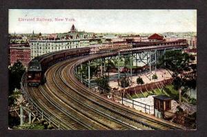 NY Elevated Railroad Train Cars New York City, NYC New York Vintage Postcard